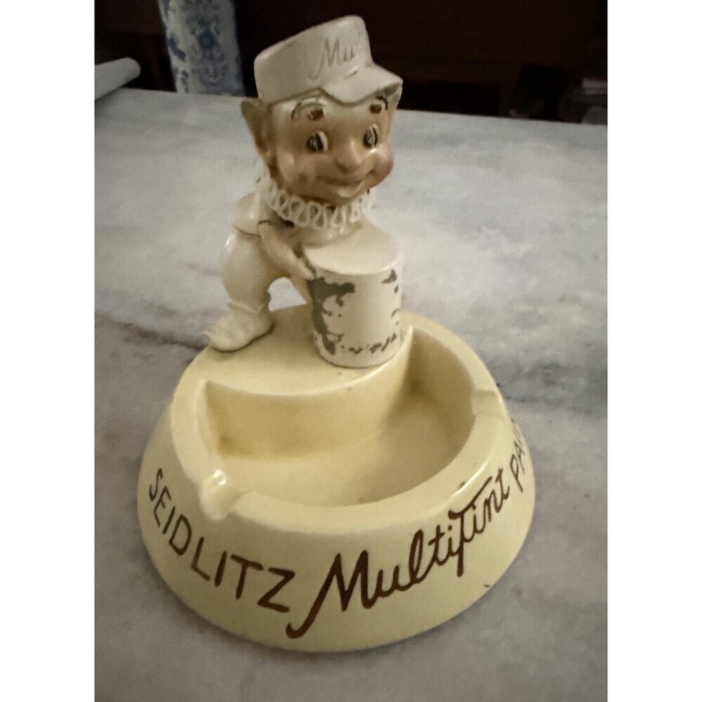 Vintage Seidlitz Multitint Paints Advertising Ashtray Elf Rare Find